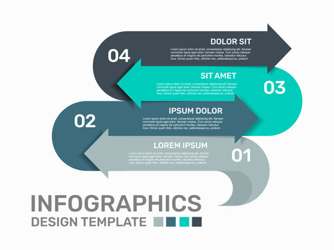 Four-step infographic with arrows banners, ideal for process visualization or presentation. Vector illustration.