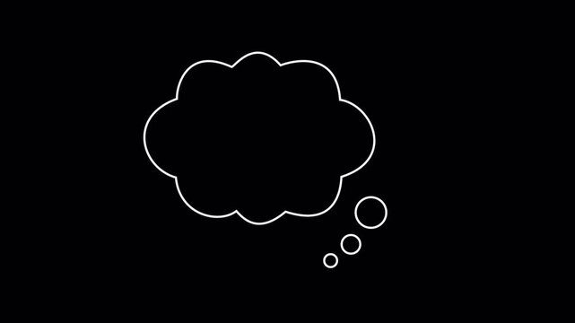 Thought Bubble Animation, Speech Bubble Message Box, Comic Thinking Cloud Icon, Alpha Channel Transparent Background