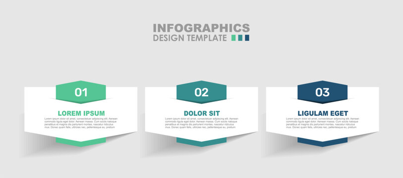 Infographic template with three options, icons, and text for comparing features, services, business choices. Vector illustration.