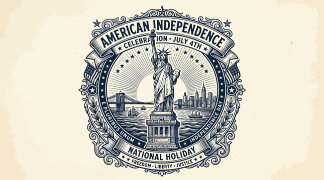 American Independence Day National Holiday Seal.