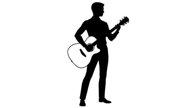 Man playing tennis on a white background silhouette.
