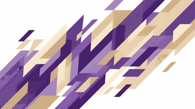 Abstract Geometric Diagonal Shapes in Purple and Beige, Flat Design with Subtle Hexagonal Pattern Overlay, Dynamic Composition
