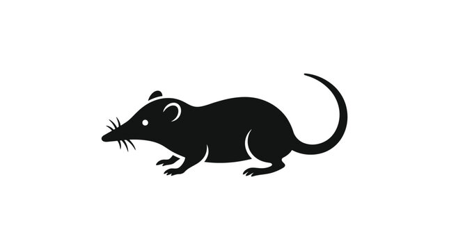 Black silhouette of a mouse against a white background