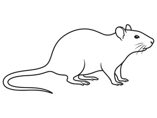 Fototapeta premium Rat Silhouette Line Art Bold Outline Small Rodent Vector Illustration