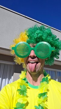 torcedor brasileiro celebra vit&oacute;ria do brasil 