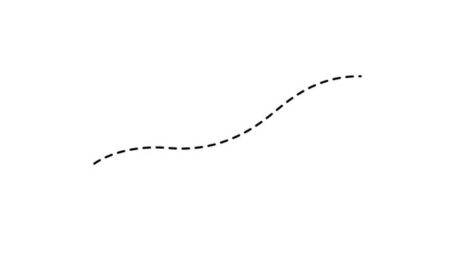 Minimalist animated dashed line path on white background, smooth motion for UI dotted line trajectory 4k video.