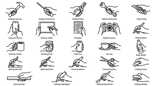 Welding icons, symbols, set, 25 elements, line art