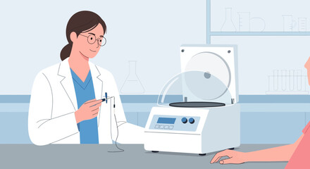 Obraz premium Scientist performing lab test with centrifuge and patient sample