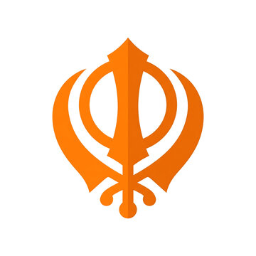 traditional sikh khanda religious emblem in divine orange isolated on white background