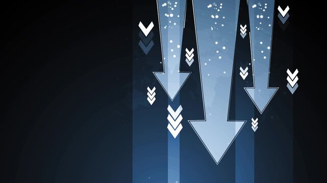 Abstract background with large downward arrows and small chevrons, showing decline falling trend or decrease animation