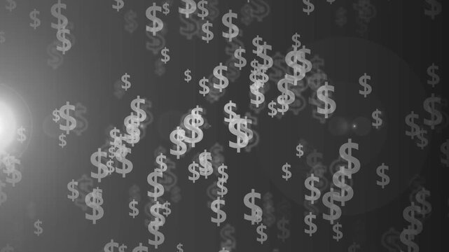 Floating dollar signs background showing money finance wealth profit and business growth concept animation