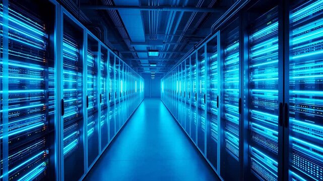 server room with blue lights