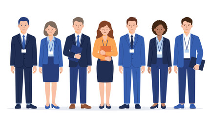 Fototapeta premium Diverse corporate business team standing together, professional office staff group vector illustration