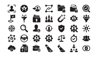 Fototapeta premium Business management and human resources leadership icons collection