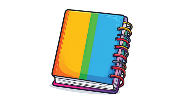 Colorful spiral bound notebook book.