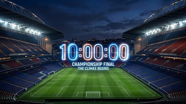 Championship final countdown begins on stadium scoreboard at night