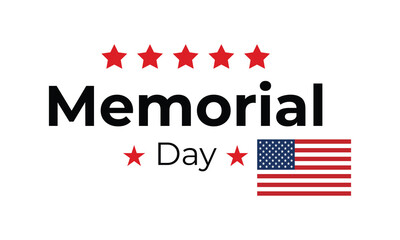 Obraz premium Patriotic remembrance day banner featuring stars, commemorative text, and a national flag illustration on a clean white background, ideal for memorial, honor, and tribute themes.