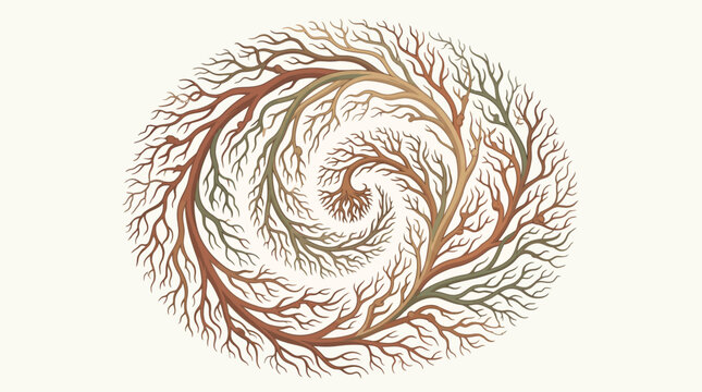 Spiral Tree Branches Decorative Vector Illustration