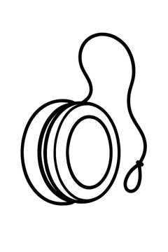 Yo-Yo Vector Icon - Minimalist Traditional Toy Illustration with String for Childhood, Play, and Hobby. Modern Black and White Line Art Symbol of a Classic Yo-Yo.