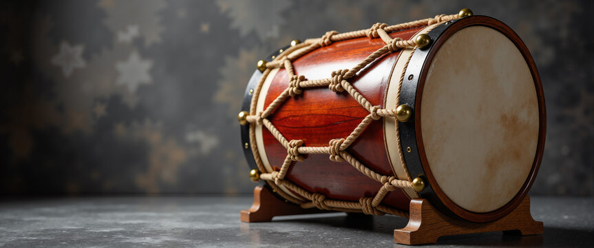 Traditional Taiko drum for Japanese Gion Matsuri music festivals and performance articles