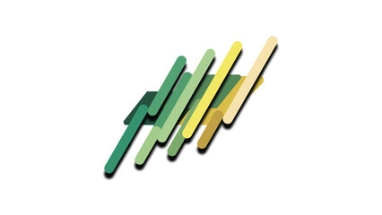 Abstract composition of diagonal parallel bars in shades of green and yellow creating a modern minimalist graphic design element on a clean white b... © JOANA