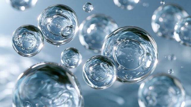 水中に浮かぶ透明なゲルの球体