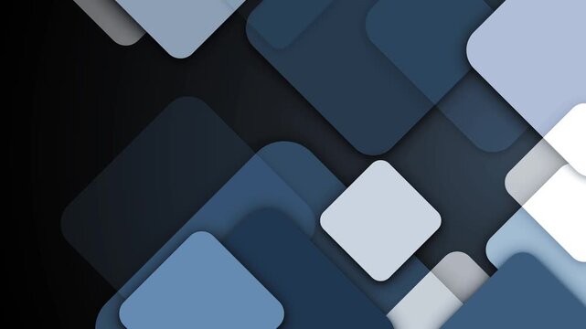 Abstract geometric background with overlapping rounded squares and soft shadows animation