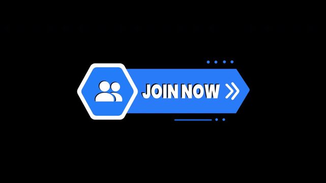 Blue Join Now Button with User Icon on Black Background