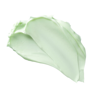 Aloe vera green beauty face cream swatch isolated on transparent background. Green cosmetic lotion smear. Organic shampoo texture smudge. Cleansing cosmetic product. Natural herbal skincare texture.