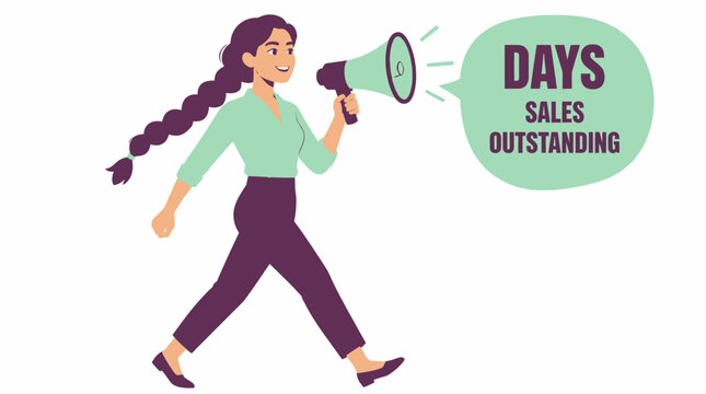 Woman with megaphone announcing outstanding sales days.