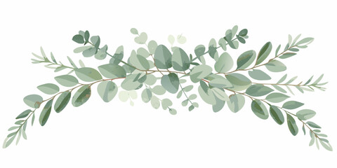 A watercolor illustration of eucalyptus branches with rounded leaves on a white background botanical foliage © Sudhakar