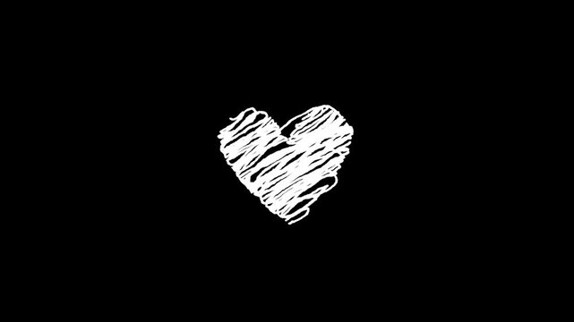 Cross-Hatch Scribble Heart Animation on Transparent Background with Alpha Channel