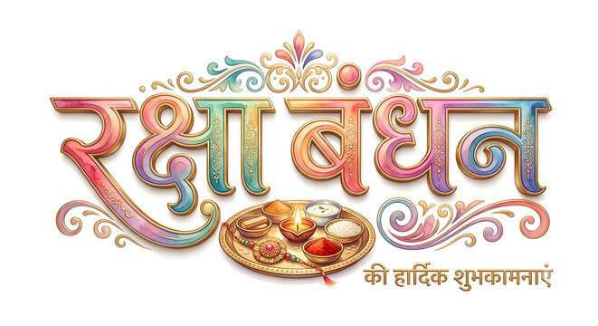 Happy Raksha Bandhan indian festival  typography logo concept on background.