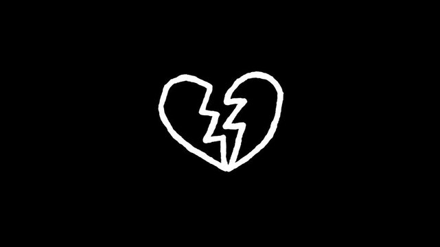 Broken Heart Animation on Transparent Background with Alpha Channel