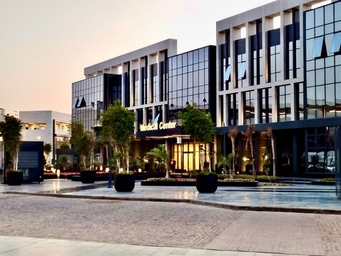 Modern medical center exterior building in Madinaty, Second New Cairo, Egypt on June 11, 2024  illustrating healthcare infrastructure.