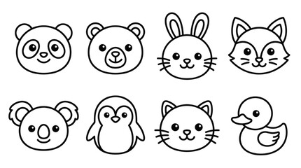 Collection of cute cartoon animal faces © Chomsin