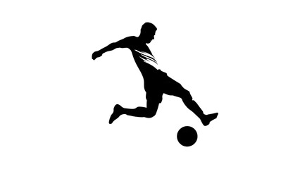 Fototapeta premium Silhouette of a person running with a soccer ball.