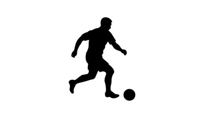 Fototapeta premium Silhouette of a person running with a soccer ball.