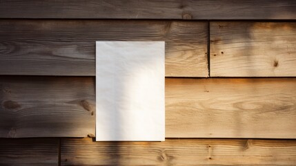Naklejka premium Simple paper sheet against wooden background