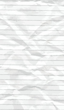 Crumpled lined paper texture background with realistic wrinkles and horizontal ruled lines vector