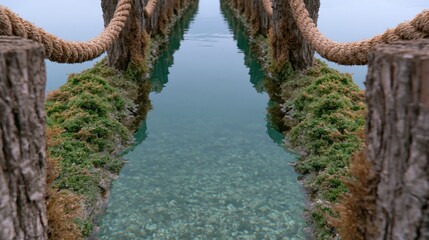 Fototapeta premium Tranquil Waters on Scenic Wooden Pathway