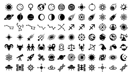 Cosmic Vector Icons: Space, Astrology, and Science Symbol Set © Studio84