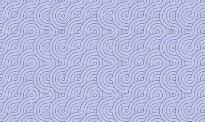 Fototapeta premium Abstract Purple Geometric Seamless Pattern, Retro Overlapping Concentric Circles Background, Modern Line Art Ornament Vector Graphic