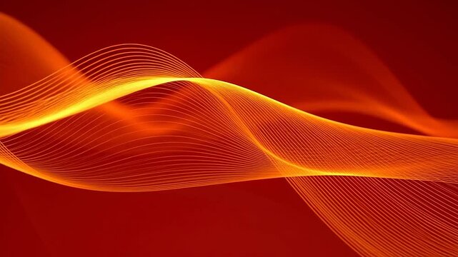 Abstract orange wave lines on red background