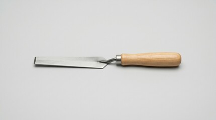 Fototapeta premium A professional pointing trowel with a wooden handle isolated on white background