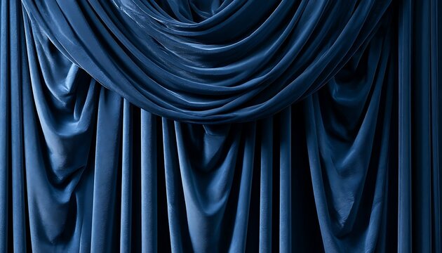 Luxurious Blue Velvet Stage Curtains Draped Elegantly.
