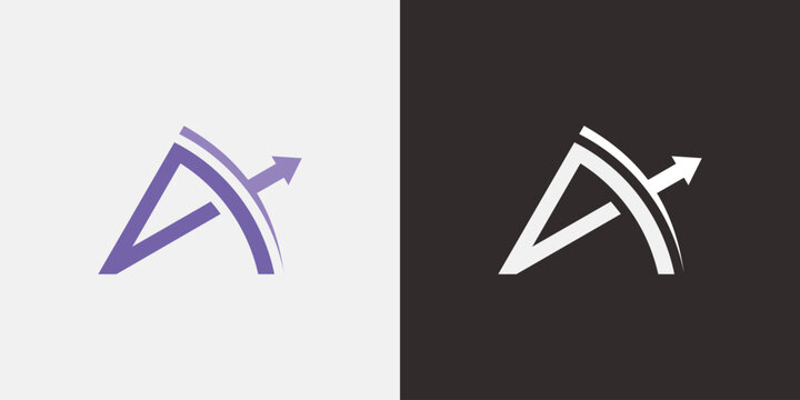 Abstract logo design featuring the letter A with an upward arrow.