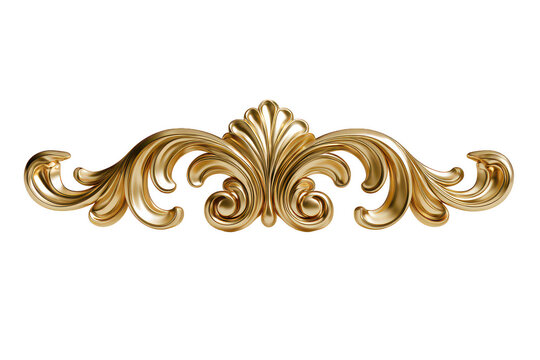 Elegant gold decorative ornament featuring intricate swirl patterns for luxury interior design and branding