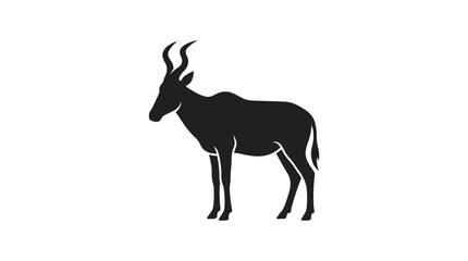 Fototapeta premium Silhouette of a horned antelope standing on white background