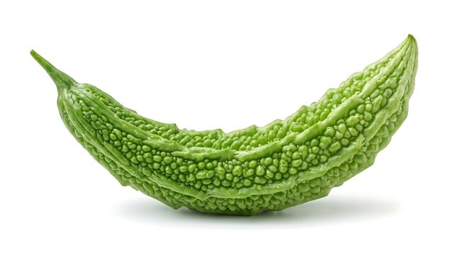 Fresh green bitter melon isolated on white background.